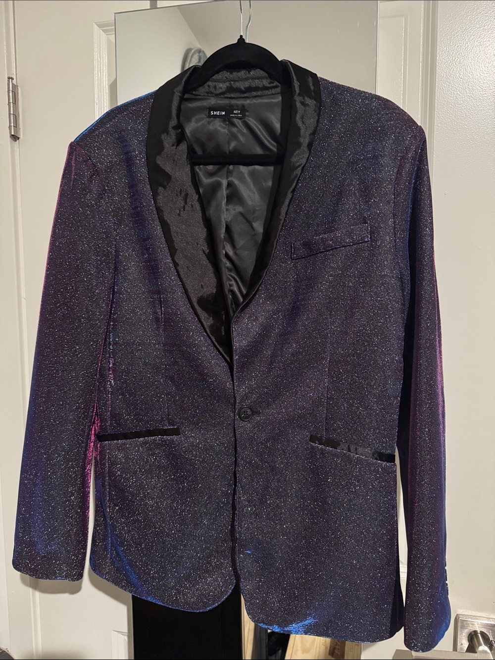 SHEIN Iridescent Black Blazer with Blue Sheen